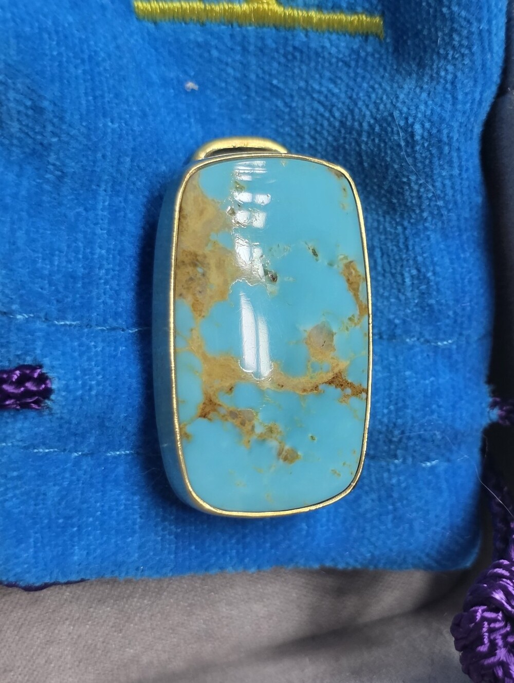Becky Thatcher Sterling Silver Turquoise Wrapped In 18kt Gold Bracelet - Picture 7 of 8